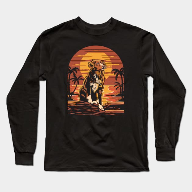 Nova Scotia Duck Tolling Retriever Sunset View Toller Artwork Long Sleeve T-Shirt by welovetollers